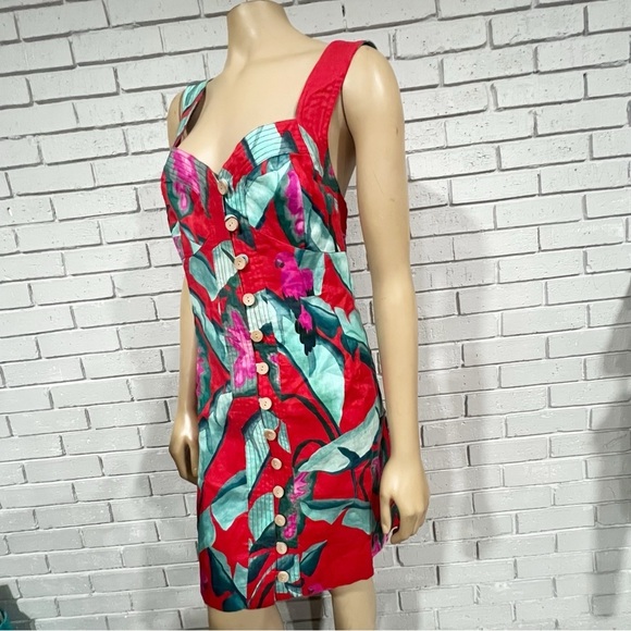 Farm Rio Red Summer Foliage Mini Dress - Picture 4 of 14